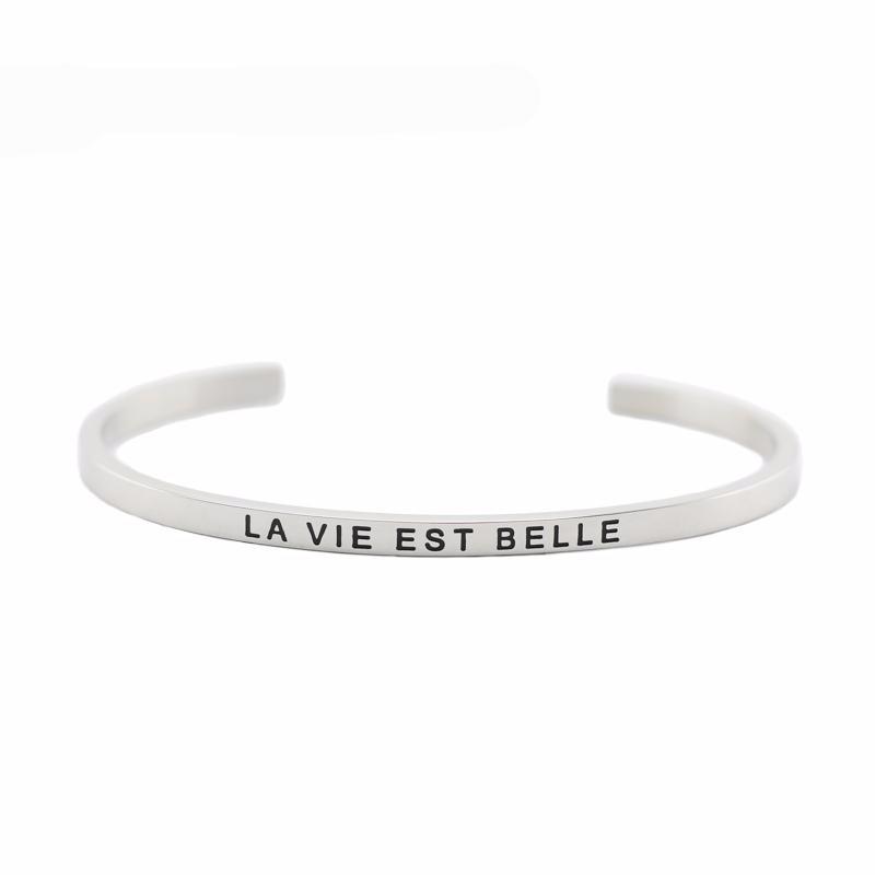 Positive Inspirational Quote Cuff Bracelets