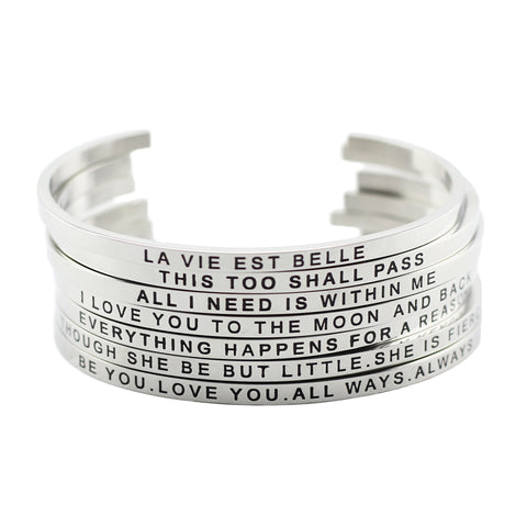 Positive Inspirational Quote Cuff Bracelets