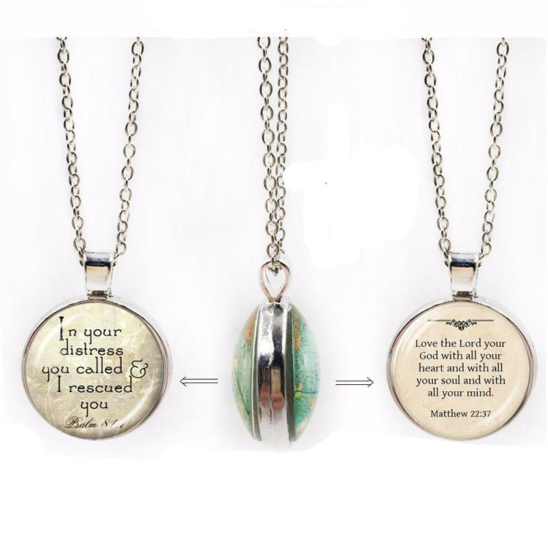 Bible Verse Cabochon Pendant Necklace