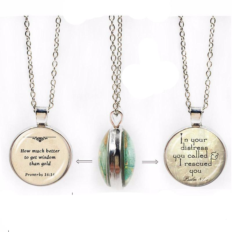 Bible Verse Cabochon Pendant Necklace