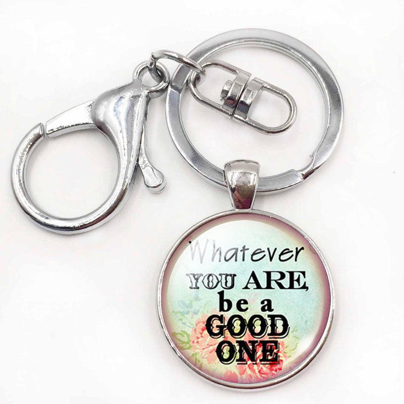 Inspiration Quotes Glass Dome Pendant Keyring