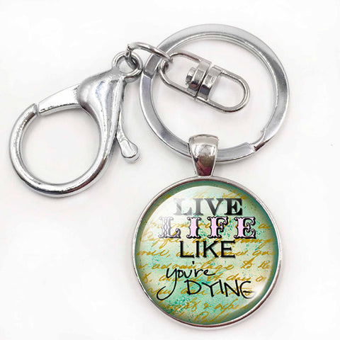 Inspiration Quotes Glass Dome Pendant Keyring