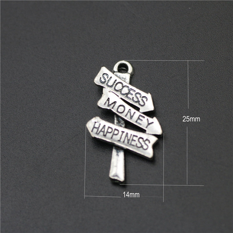 Silver Plated Success Money Happiness Engraved Pendant