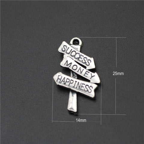 Silver Plated Success Money Happiness Engraved Pendant