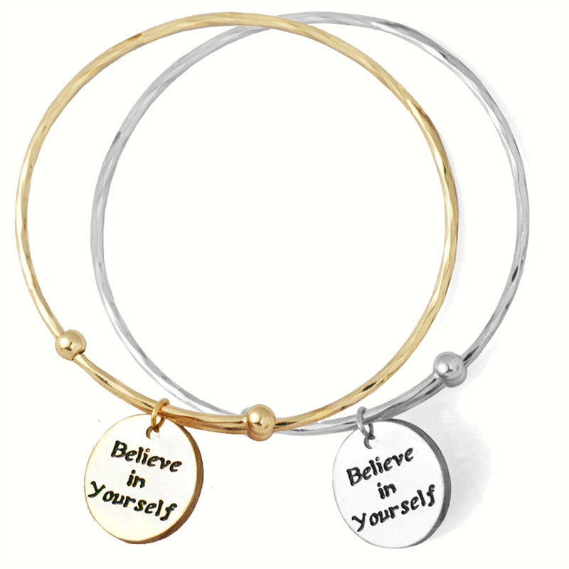 Encouragement Monogram Wire Bangle Bracelet