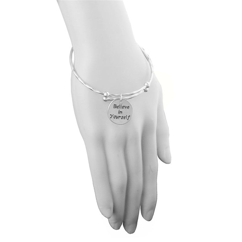 Encouragement Monogram Wire Bangle Bracelet