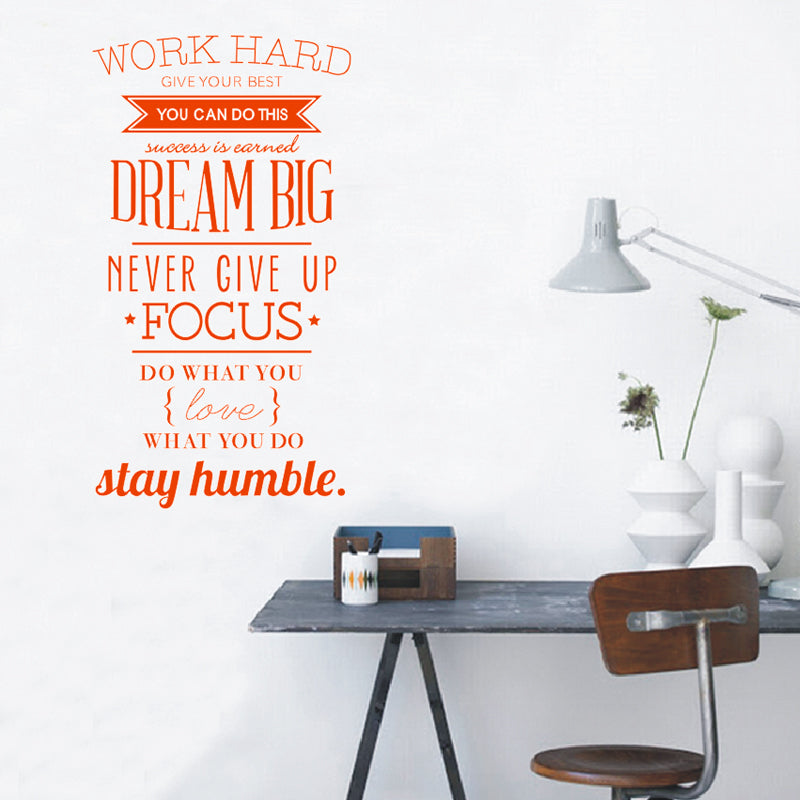 Work Hard Inspiring Quotes Wall Decal