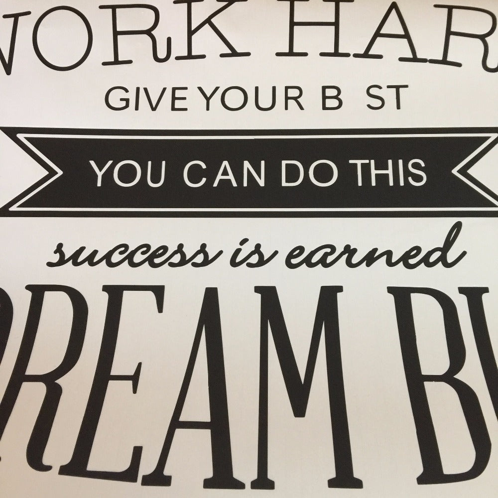 Work Hard Inspiring Quotes Wall Decal