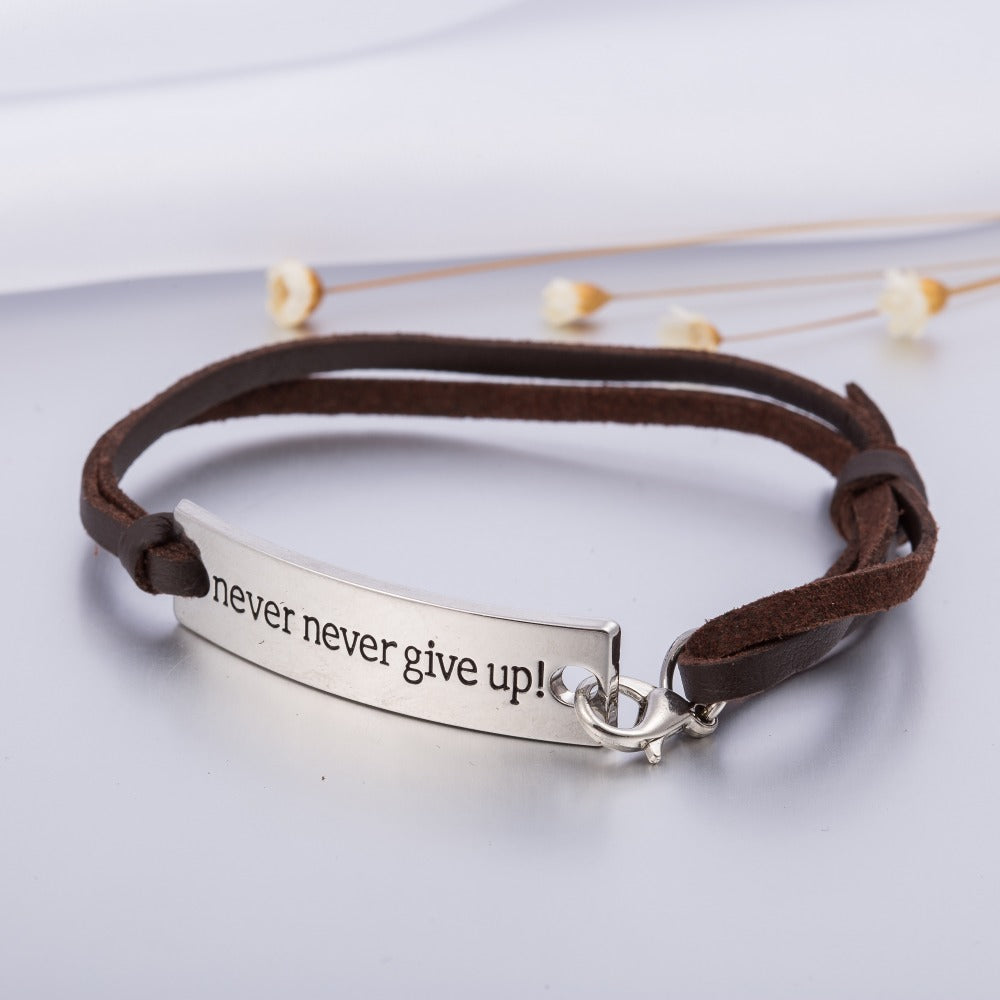 Never Give Up Engraved Bracelet