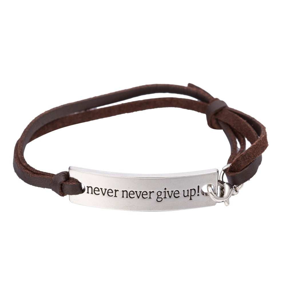 Never Give Up Engraved Bracelet