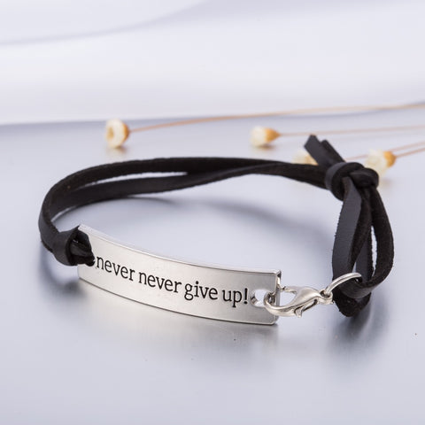 Never Give Up Engraved Bracelet