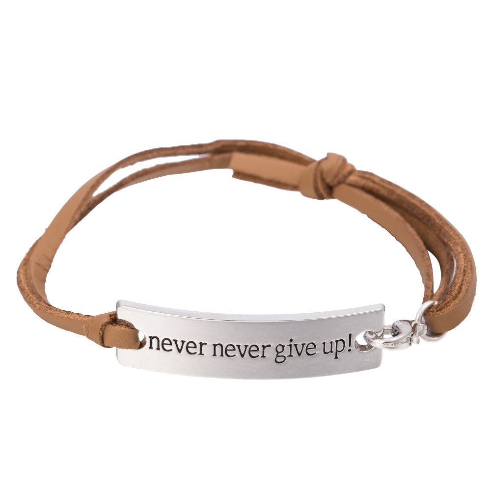 Never Give Up Engraved Bracelet