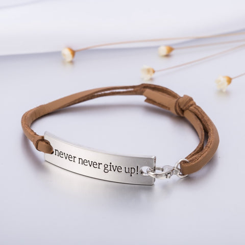 Never Give Up Engraved Bracelet