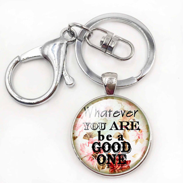 Inspiration Quotes Glass Dome Pendant Keyring