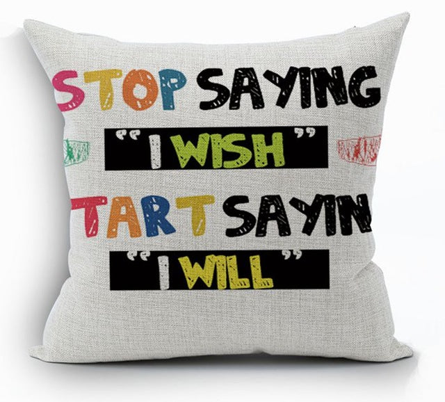 Inspirational Quote Print Pillow Cover