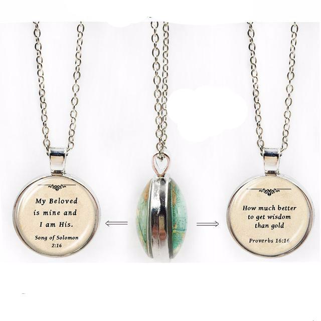 Bible Verse Cabochon Pendant Necklace