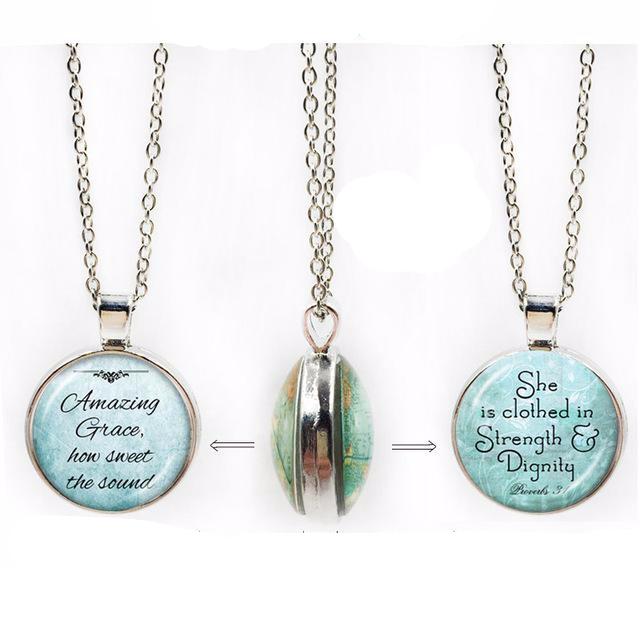 Bible Verse Cabochon Pendant Necklace
