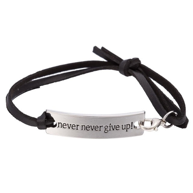 Never Give Up Engraved Bracelet